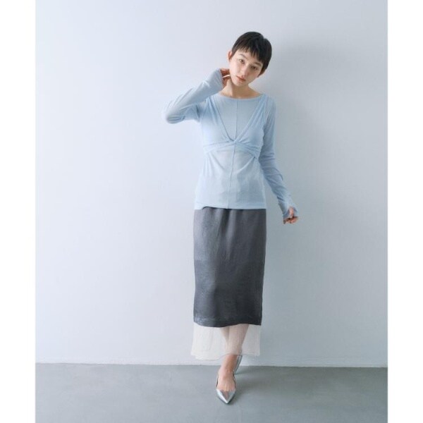 コードエー（CODE A）/sheer washer layered skirt