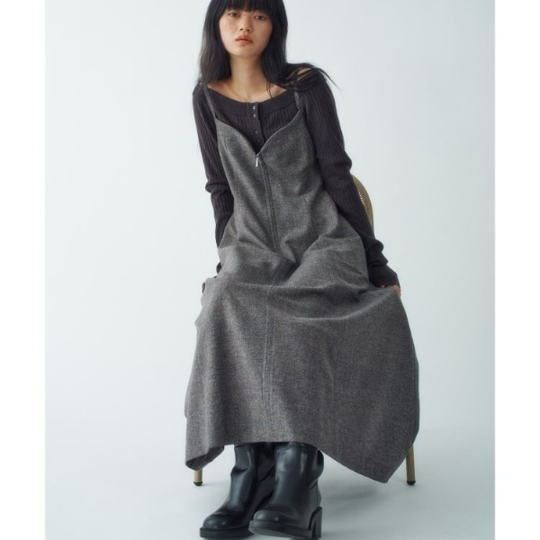 コードエー（CODE A）/tweed zip cami dress
