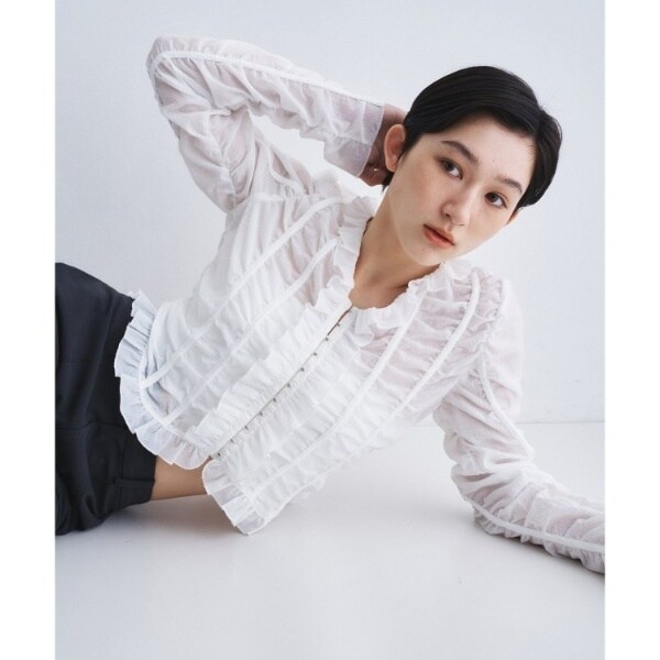 コードエー（CODE A）/dobby ruffle blouse