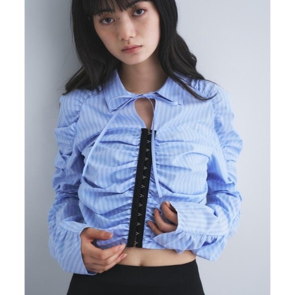 コードエー（CODE A）/stripe gather shirt