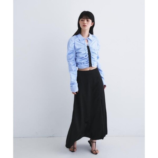 コードエー（CODE A）/satin slit flare skirt_3