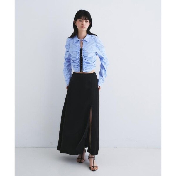 コードエー（CODE A）/satin slit flare skirt_4