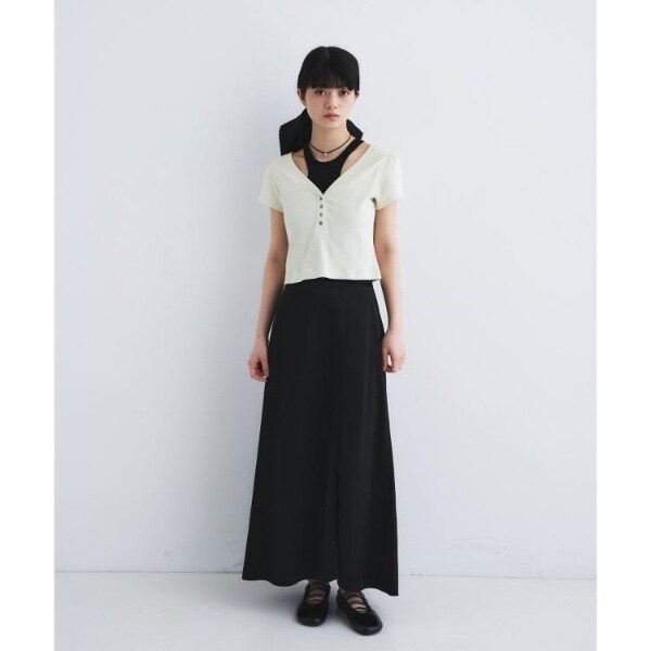 コードエー（CODE A）/satin slit flare skirt_10