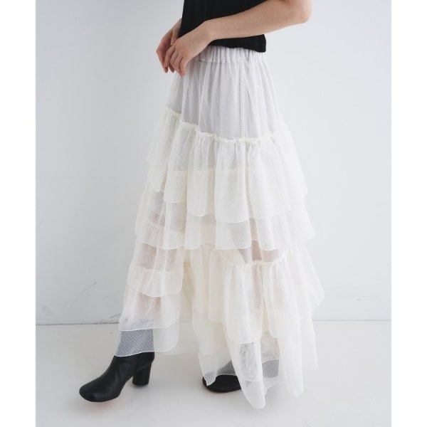 コードエー（CODE A）/M dramatic dot tulle skirt