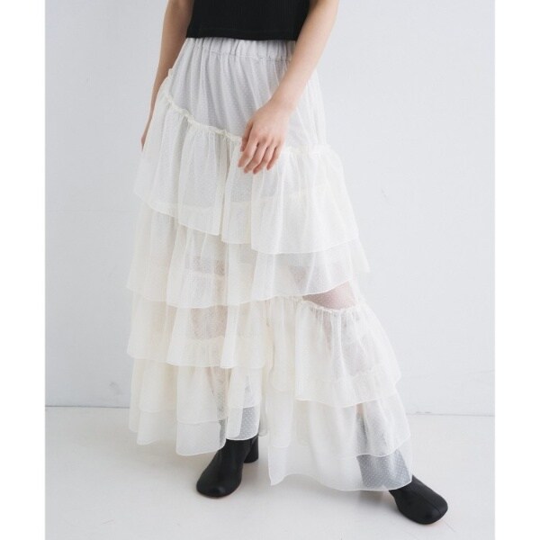 コードエー（CODE A）/M dramatic dot tulle skirt_1