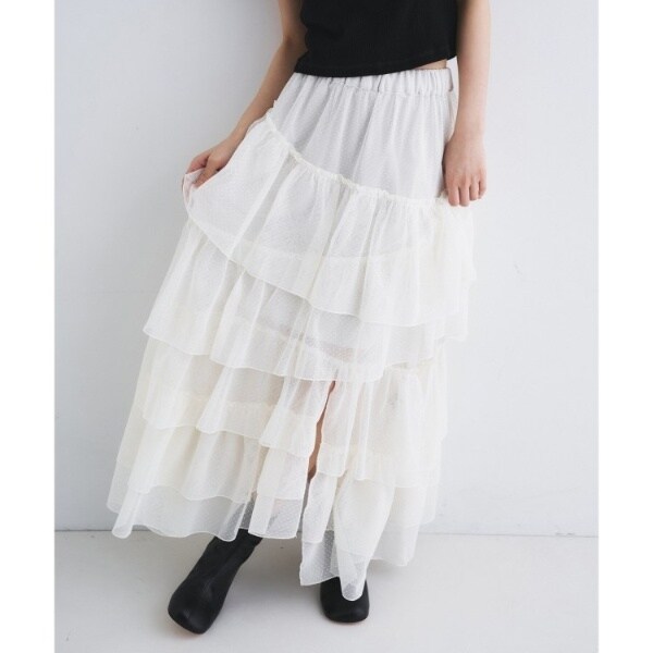 コードエー（CODE A）/M dramatic dot tulle skirt_2