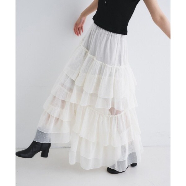 コードエー（CODE A）/M dramatic dot tulle skirt_3