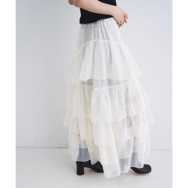 コードエー（CODE A）/M dramatic dot tulle skirt_5