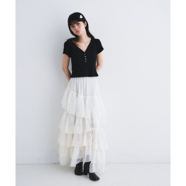 コードエー（CODE A）/M dramatic dot tulle skirt_6