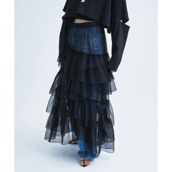 コードエー（CODE A）/M dramatic dot tulle skirt_9
