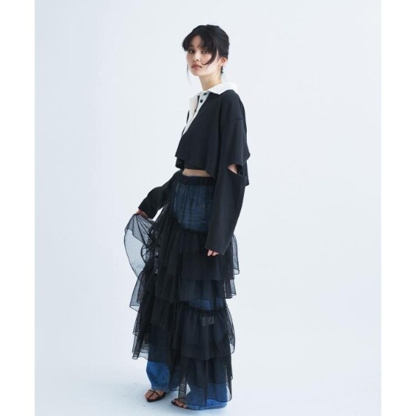 コードエー（CODE A）/M dramatic dot tulle skirt_10