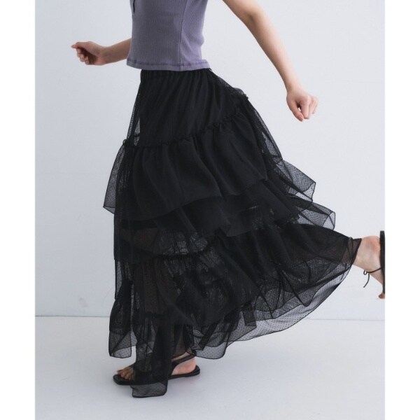 コードエー（CODE A）/M dramatic dot tulle skirt_11