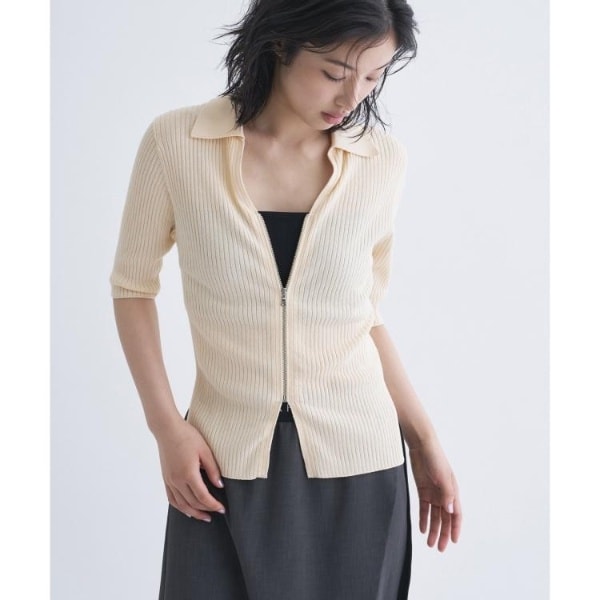 コードエー（CODE A）/rib zip cardigan