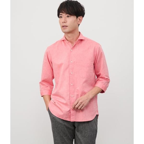 ニューヨーカー（NEWYORKER）/コットンラミー シャンブレー 七分袖カッタウェイカラーシャツ