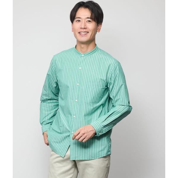 ニューヨーカー（NEWYORKER）/カラーオルタネイトストライプ 長袖 スタンドカラー オーバーサイズシャ