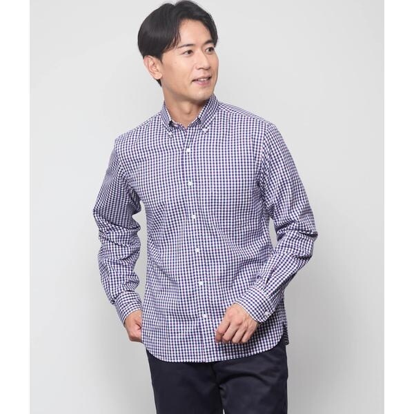 ニューヨーカー（NEWYORKER）/ピケ ギンガムチェック 長袖ショートボタンダウンシャツ