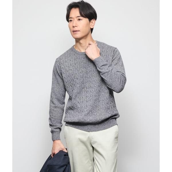 ニューヨーカー（NEWYORKER）/カシミヤ ケーブルクルーネック プルオーバーニット