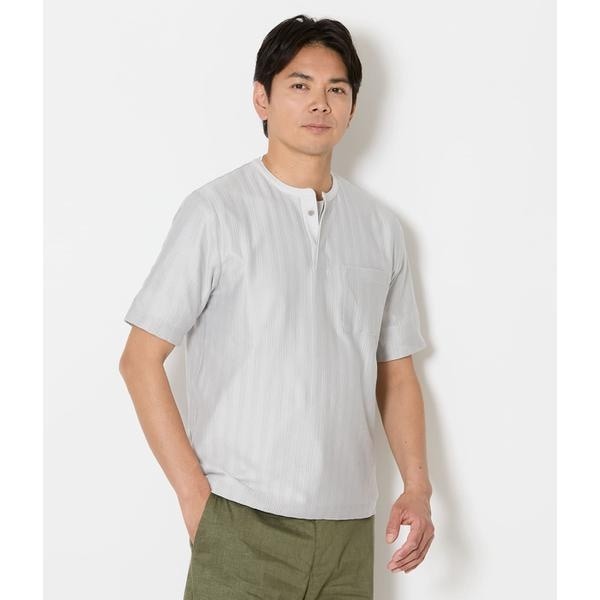 ニューヨーカー（NEWYORKER）/ジャカードストライプ ヘンリーネック Tシャツ