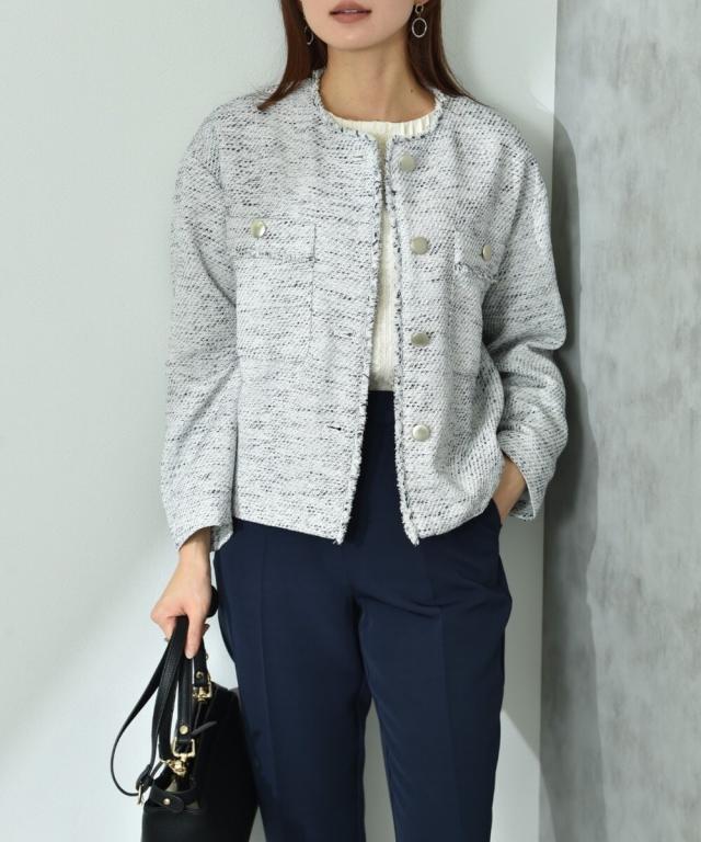 インタープラネット（INTERPLANET）/カルゼスラブツイードノーカラージャケット