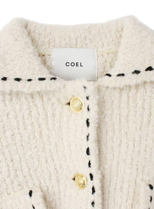 COEL ステッチブークレーニットジャケットアイボリー