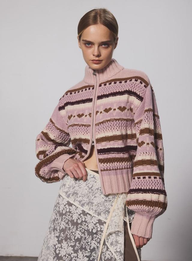 コエル（COEL）/マルチボーダージップニット