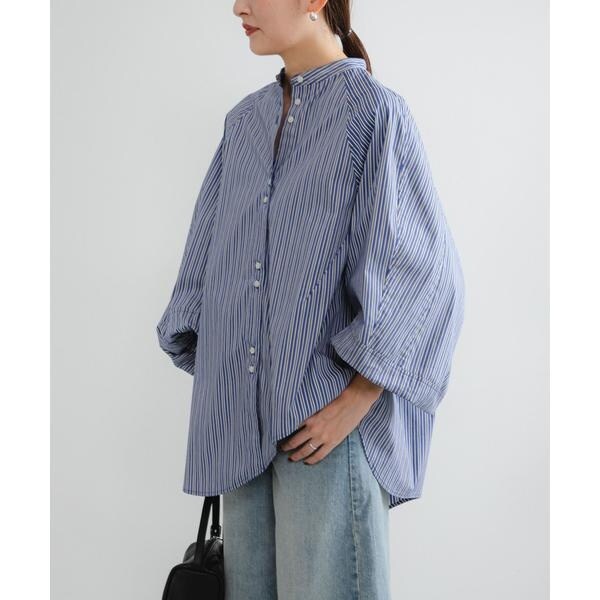 アーバンリサーチ（URBAN RESEARCH）/イレギュラーヘムスタンドカラー7分袖ブラウス