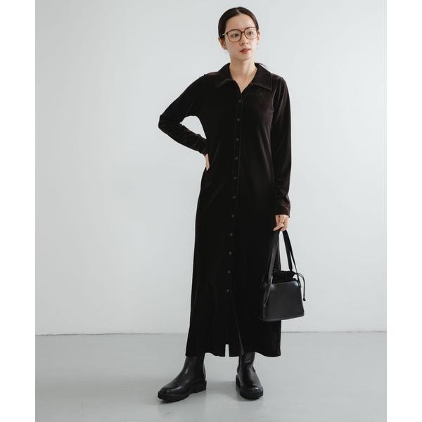 アーバンリサーチ（URBAN RESEARCH）/ベロアシャツカラーワンピース