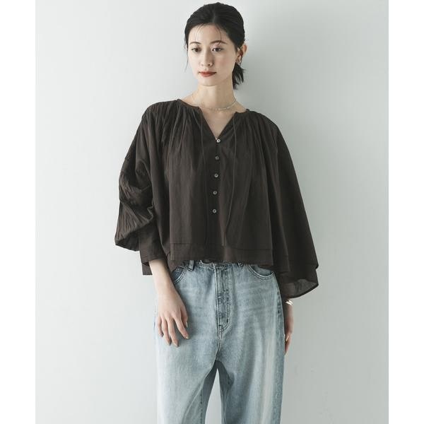アーバンリサーチ（URBAN RESEARCH）/コットンボイルギャザーショートブラウス