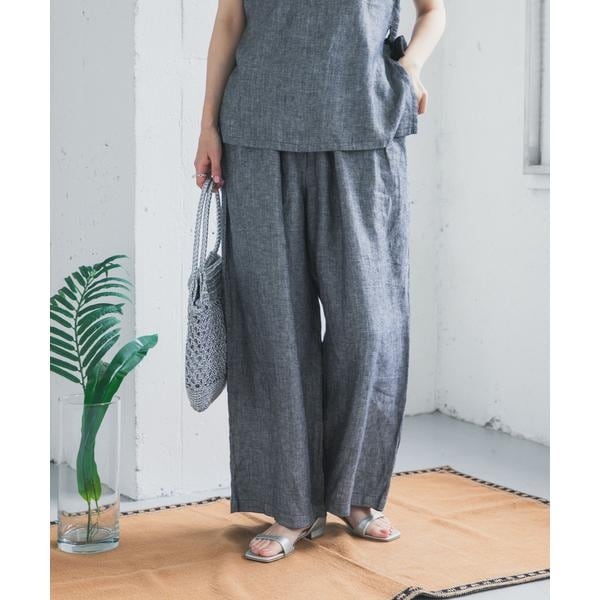 アーバンリサーチ ドアーズ（URBAN RESEARCH DOORS）/ヘリンボーンリネンワイドギャザーパンツ