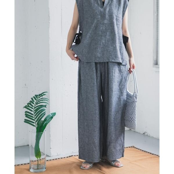 アーバンリサーチ ドアーズ（URBAN RESEARCH DOORS）/ヘリンボーンリネンワイドギャザーパンツ_1