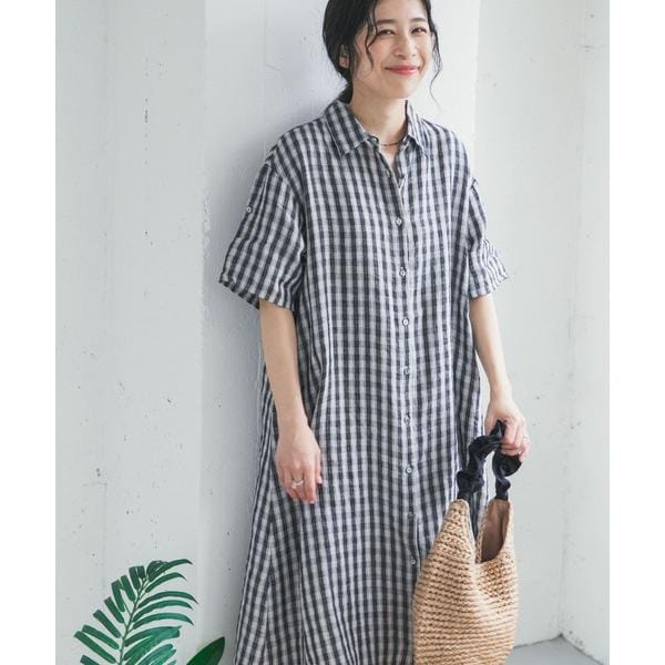 アーバンリサーチ ドアーズ（URBAN RESEARCH DOORS）/リネン半袖シャツワンピース
