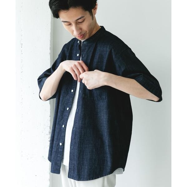 アーバンリサーチ ドアーズ（URBAN RESEARCH DOORS）/リネンブレンド デニムバンドショートスリーブシャツ_6