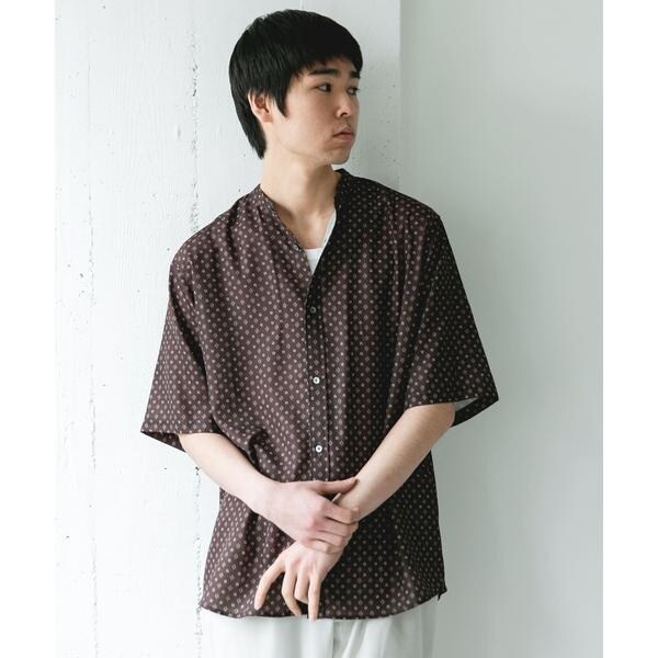 【NEW】アーバンリサーチ ドアーズ（URBAN RESEARCH DOORS）/バンドカラーショートスリーブ 総柄シャツ_4