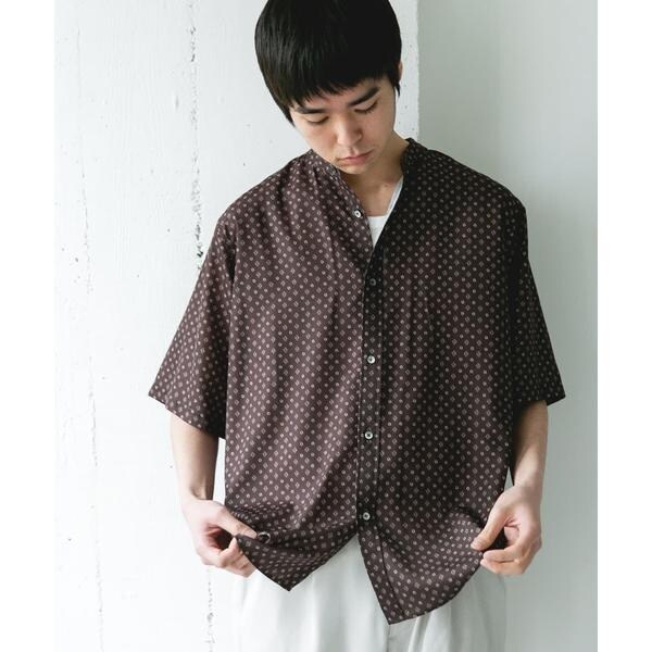 【NEW】アーバンリサーチ ドアーズ（URBAN RESEARCH DOORS）/バンドカラーショートスリーブ 総柄シャツ_5