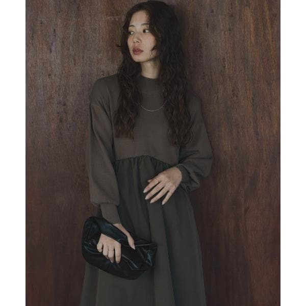 【NEW】アーバンリサーチ サニーレーベル（URBAN RESEARCH SonnyLabel）/モックネックドッキングニットワンピース