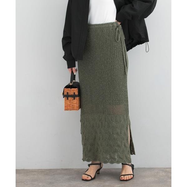 アーバンリサーチ ロッソ（URBAN RESEARCH ROSSO）/サイドスリットニットレーススカート