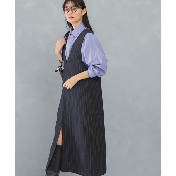 アーバンリサーチ ロッソ（URBAN RESEARCH ROSSO）/ディープVネックストライプワンピース