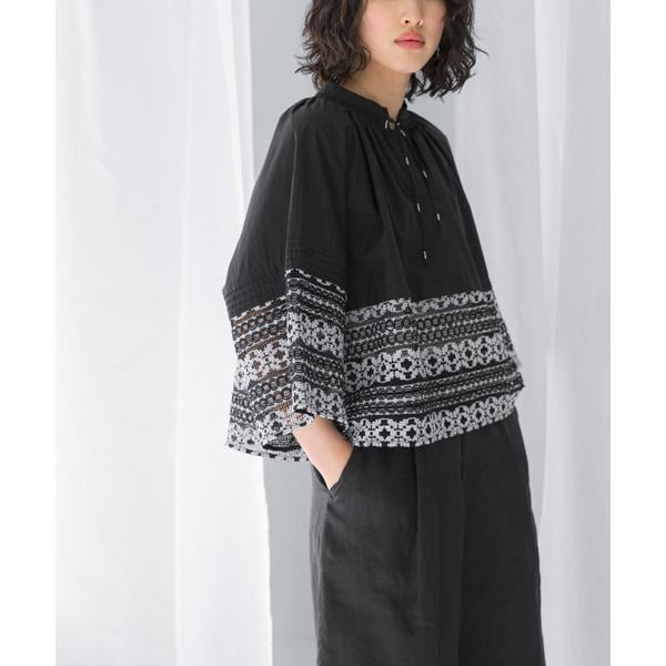 アーバンリサーチ ロッソ（URBAN RESEARCH ROSSO）/sara mallika　COTTON BORDER GATHER LACE TOP