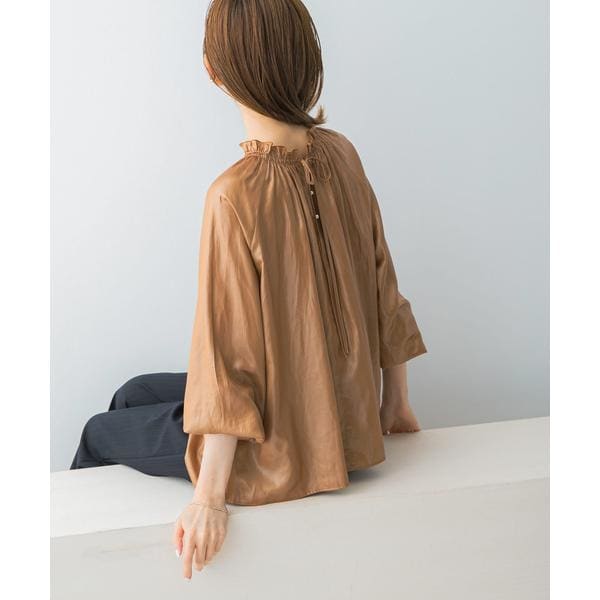 アーバンリサーチ ロッソ（URBAN RESEARCH ROSSO）/グロッシー2WAYネックギャザーブラウス