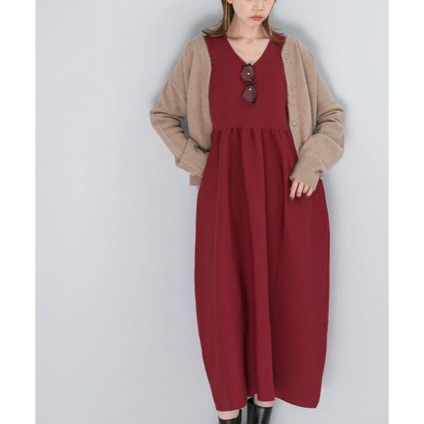 【25AW 現行品 タグ付き】フォルムシルエットVネックリブ ワンピース 25AW 現行品 タグ付き】フォルムシルエットVネックリブ ワンピース