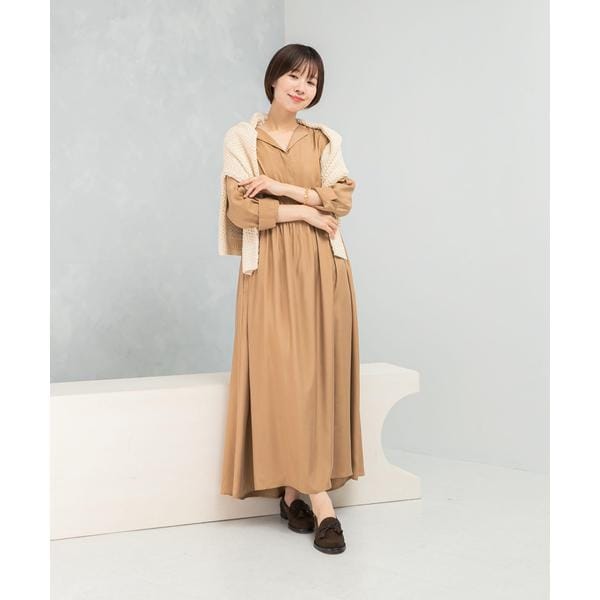 アーバンリサーチ ロッソ（URBAN RESEARCH ROSSO）/キュプラ混フィブリルギャザーワンピース