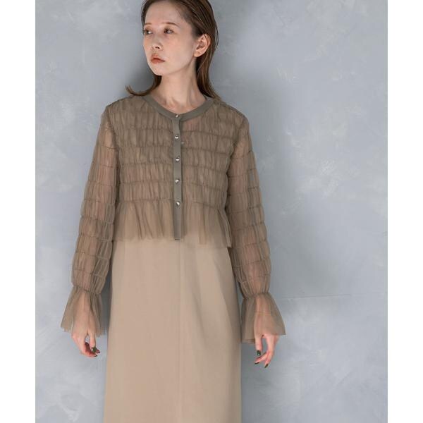 アーバンリサーチ ロッソ（URBAN RESEARCH ROSSO）/チュールカーディガン×レイヤードワンピース アーバンリサーチ ロッソ（URBAN RESEARCH ROSSO）/チュール