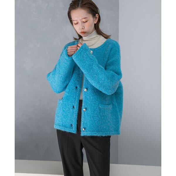 アーバンリサーチ ロッソ（URBAN RESEARCH ROSSO）/『WEB/一部店舗限定』ウール混ブークレニットジャケット