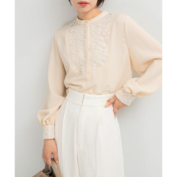 アーバンリサーチ ロッソ（URBAN RESEARCH ROSSO）/ウォッシャブルフラワー刺繍レースブラウス