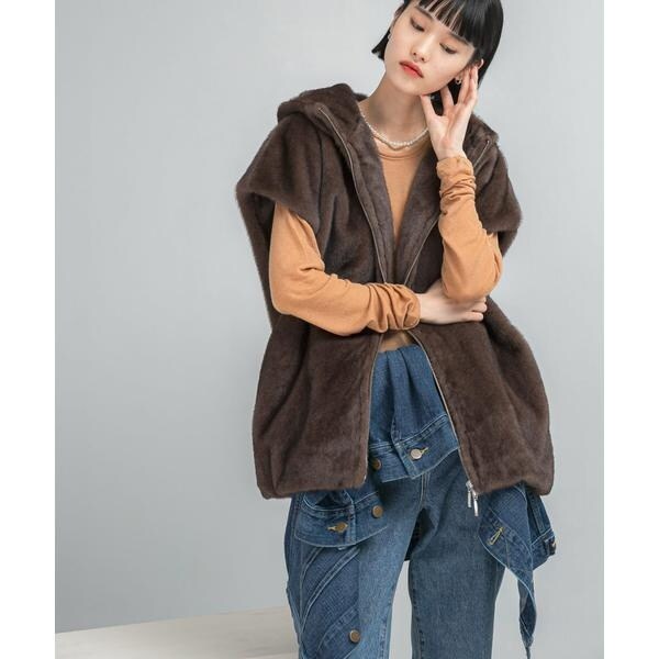 アーバンリサーチ ロッソ（URBAN RESEARCH ROSSO）/ECOPELファーフードジレ