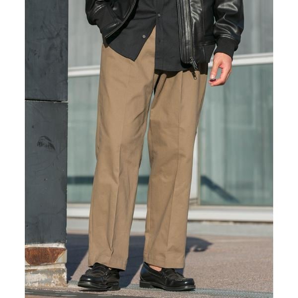 アーバンリサーチ ロッソ（URBAN RESEARCH ROSSO）/『XLサイズあり』ストレッチモールスキン1タックワイドスラックス