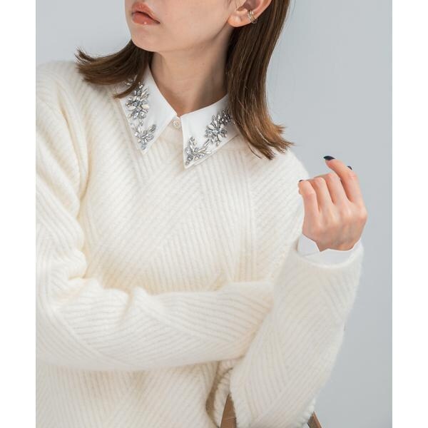 アーバンリサーチ ロッソ（URBAN RESEARCH ROSSO）/2WAYビジュー付オーバーシャツ