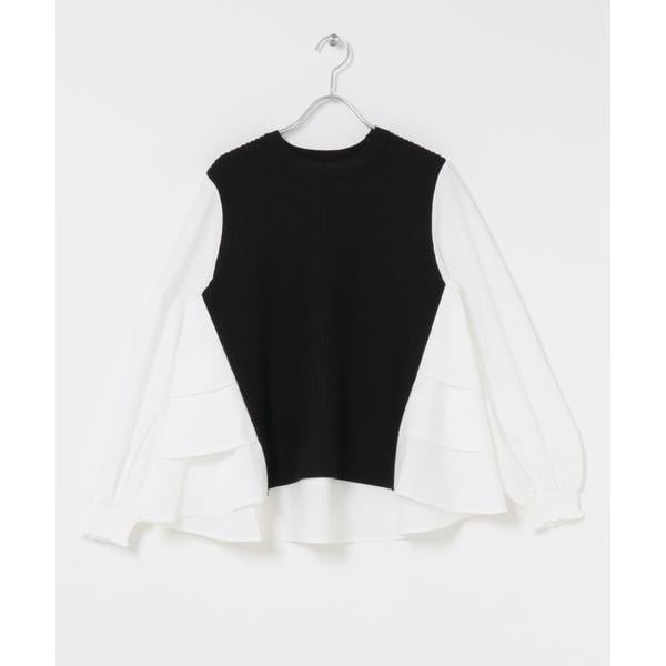 アーバンリサーチ ロッソ（URBAN RESEARCH ROSSO）/Torrazzo Donna　Knit Fabric Tiered Blouse