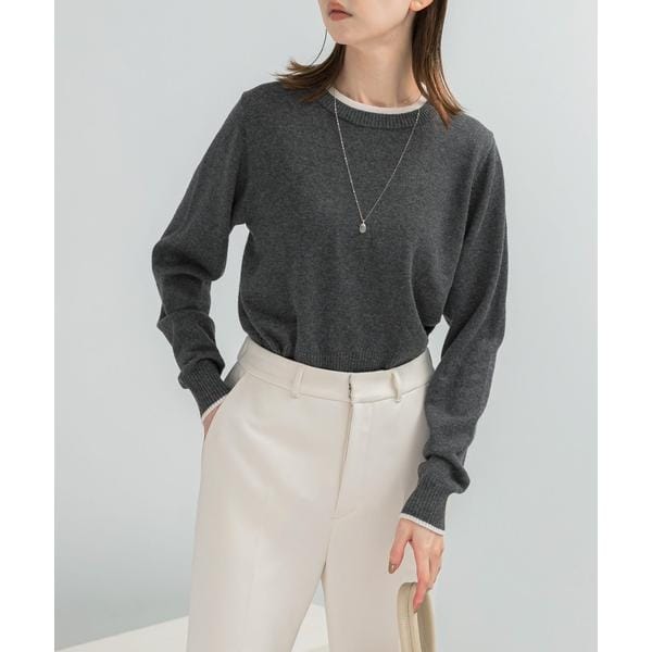 アーバンリサーチ ロッソ（URBAN RESEARCH ROSSO）/カシミヤ混バイカラーコンパクトニット