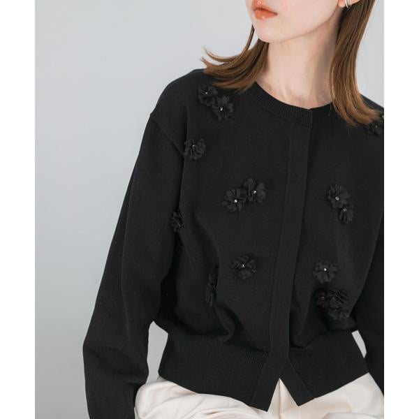 【NEW】アーバンリサーチ ロッソ（URBAN RESEARCH ROSSO）/フラワーモチーフカーディガン